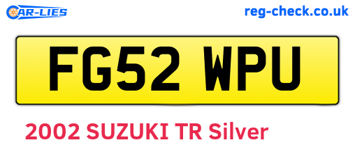 FG52WPU are the vehicle registration plates.