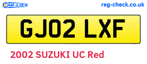 GJ02LXF are the vehicle registration plates.
