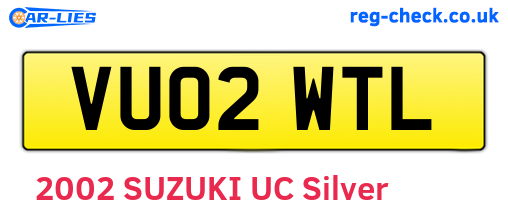 VU02WTL are the vehicle registration plates.