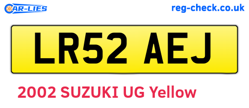 LR52AEJ are the vehicle registration plates.