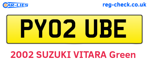 PY02UBE are the vehicle registration plates.