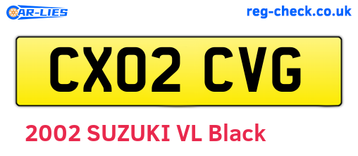 CX02CVG are the vehicle registration plates.