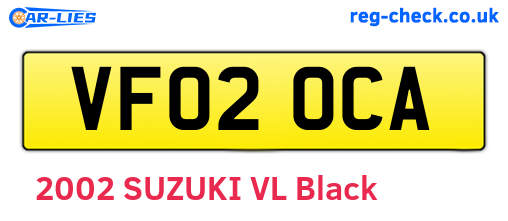 VF02OCA are the vehicle registration plates.