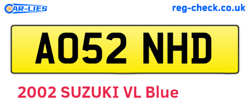 AO52NHD are the vehicle registration plates.