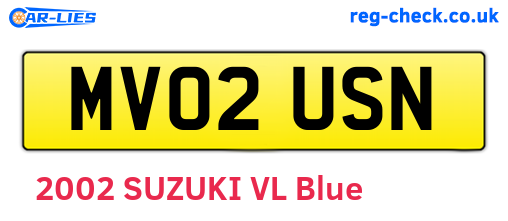 MV02USN are the vehicle registration plates.