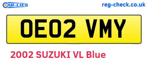 OE02VMY are the vehicle registration plates.