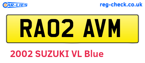 RA02AVM are the vehicle registration plates.