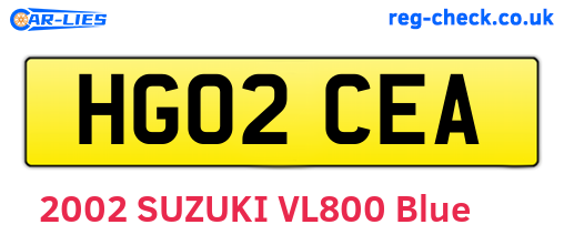 HG02CEA are the vehicle registration plates.