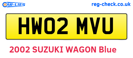 HW02MVU are the vehicle registration plates.
