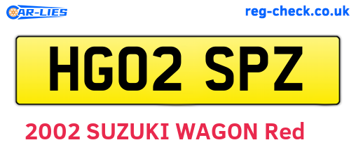 HG02SPZ are the vehicle registration plates.