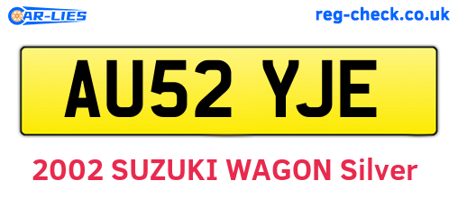 AU52YJE are the vehicle registration plates.
