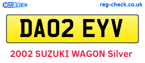 DA02EYV are the vehicle registration plates.