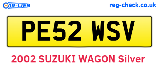 PE52WSV are the vehicle registration plates.