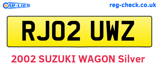 RJ02UWZ are the vehicle registration plates.