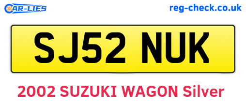 SJ52NUK are the vehicle registration plates.