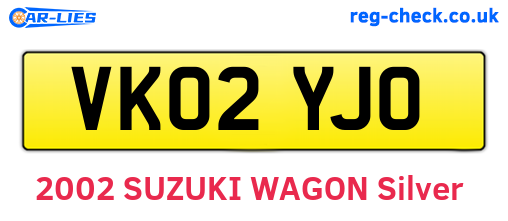 VK02YJO are the vehicle registration plates.