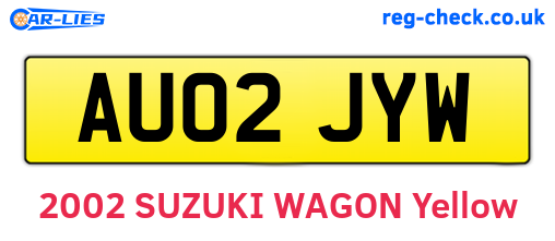 AU02JYW are the vehicle registration plates.