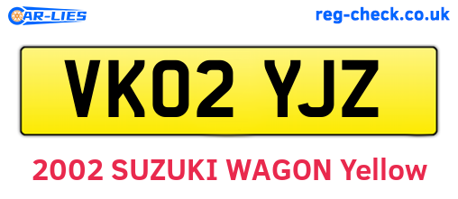 VK02YJZ are the vehicle registration plates.
