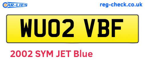 WU02VBF are the vehicle registration plates.