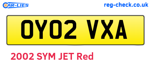 OY02VXA are the vehicle registration plates.