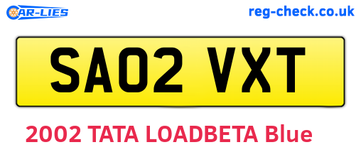 SA02VXT are the vehicle registration plates.