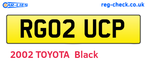RG02UCP are the vehicle registration plates.