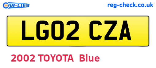 LG02CZA are the vehicle registration plates.