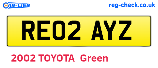 RE02AYZ are the vehicle registration plates.