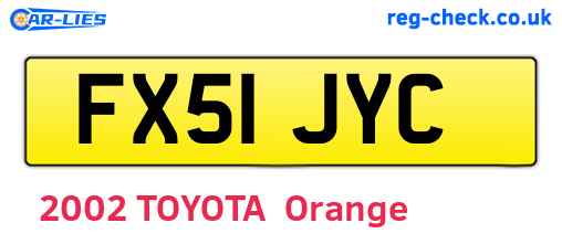 FX51JYC are the vehicle registration plates.