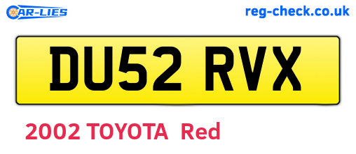 DU52RVX are the vehicle registration plates.