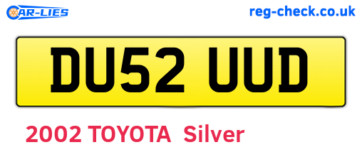 DU52UUD are the vehicle registration plates.