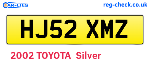 HJ52XMZ are the vehicle registration plates.