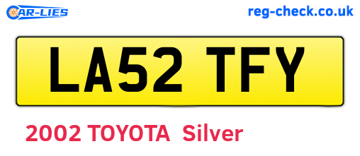 LA52TFY are the vehicle registration plates.