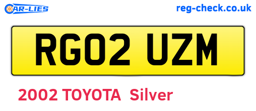 RG02UZM are the vehicle registration plates.