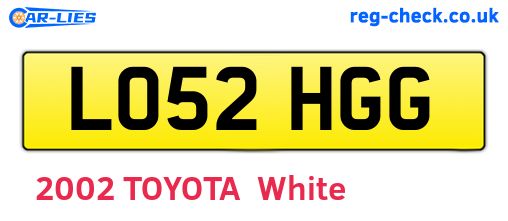 LO52HGG are the vehicle registration plates.