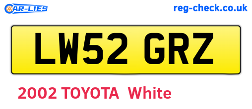 LW52GRZ are the vehicle registration plates.