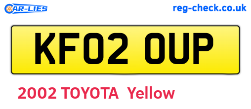 KF02OUP are the vehicle registration plates.