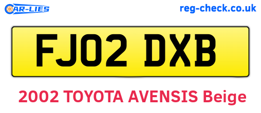 FJ02DXB are the vehicle registration plates.