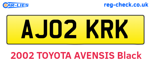 AJ02KRK are the vehicle registration plates.