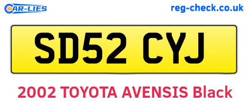 SD52CYJ are the vehicle registration plates.
