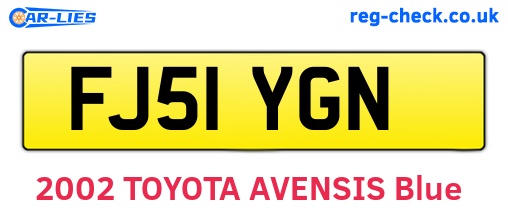 FJ51YGN are the vehicle registration plates.