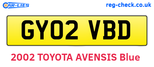 GY02VBD are the vehicle registration plates.