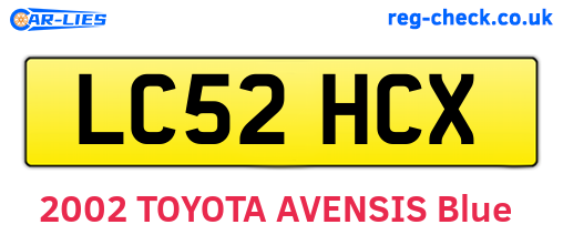 LC52HCX are the vehicle registration plates.