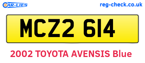 MCZ2614 are the vehicle registration plates.