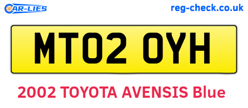 MT02OYH are the vehicle registration plates.