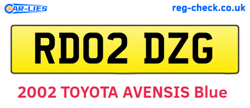 RD02DZG are the vehicle registration plates.