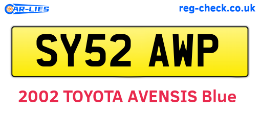 SY52AWP are the vehicle registration plates.