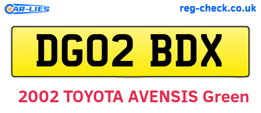 DG02BDX are the vehicle registration plates.