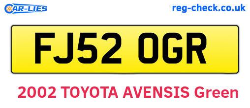 FJ52OGR are the vehicle registration plates.