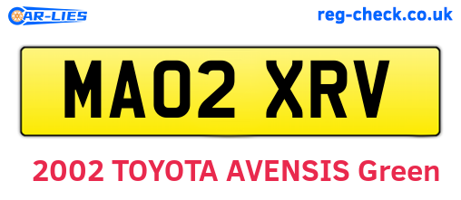 MA02XRV are the vehicle registration plates.